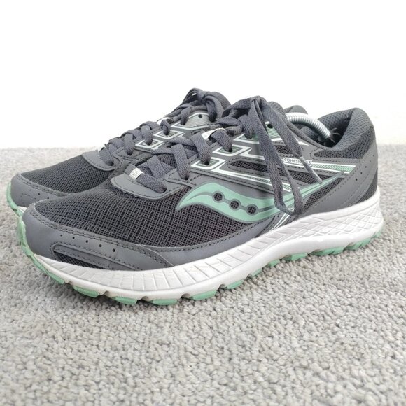 Saucony Cohesion 13 Womens Size 9 Running Shoes Low Top Gray Green Sneakers - Picture 1 of 10
